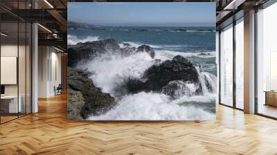 Waves crashing in high surf on the N. California coast Wall mural