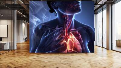 Medical Attention Scenario Depicts an Individual Experiencing Chest Pain, Seeking Urgent Care and Assessment from a Concerned Healthcare Professional. Wall mural