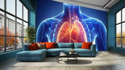 Medical Attention Scenario Depicts an Individual Experiencing Chest Pain, Seeking Urgent Care and Assessment from a Concerned Healthcare Professional. Wall mural