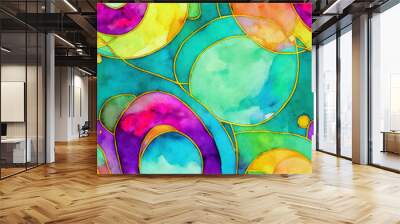 Seamless tile, seamless colorful background, tile pattern, bright colors, illustration, digital Wall mural