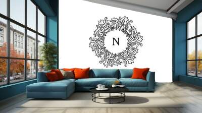 Luxury Circular Flower Tree Alphabetical Logo Wall mural