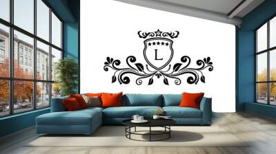 Luxury Elegant Leaf Card Logo L Wall mural