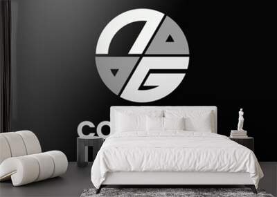 letter NG initial in monochrome flat design circle shape logo vector illustration Wall mural