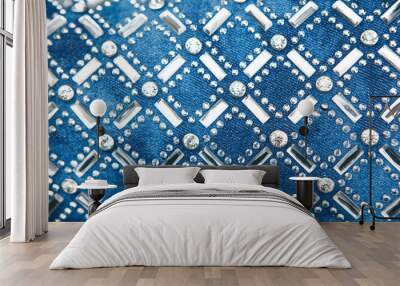 Abstract rhinestones on trendy classic blue color background Wall mural