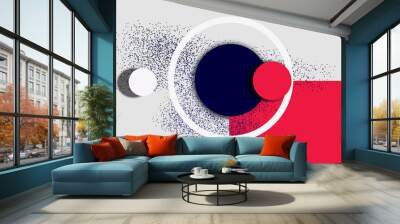 Abstract vector illustration of dark, white, red circles shapes Wall mural