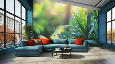 Beautifully lush and vibrantly green leaves are captured in soft and inviting natural light Wall mural