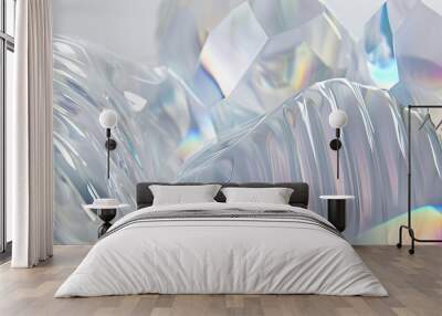 Ribbed holographic effect abstract plastic background Wall mural