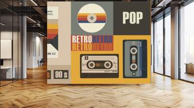 Various old-fashioned items on a retro background. Concept retro or vintage background. Wall mural