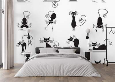 black cat silhouette collection Wall mural