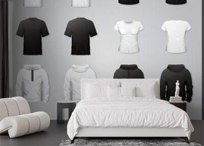 Collection of shirts and hoodies Wall mural