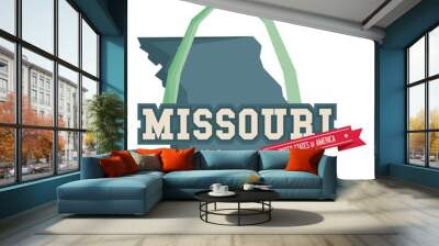 Missouri map with st louis gateway arch Wall mural