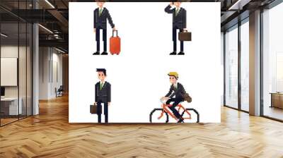 Set of pixel art businessman icons Wall mural