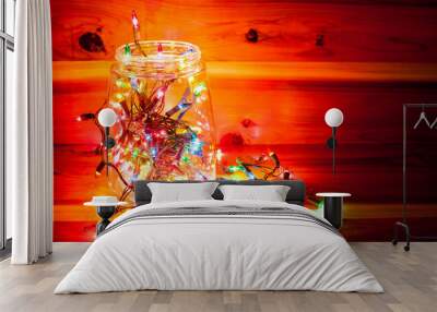 Christmas light in bottle decor. Wall mural