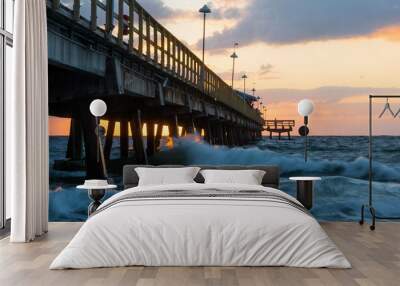 Pompano Beach Pier Broward County Florida by sunrise Wall mural