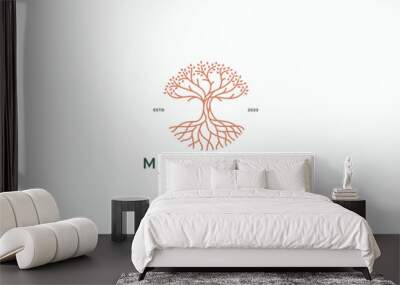 Mangrove Tree Vegetation Premium and Luxury Brand Identity Logo Wall mural