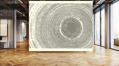 Monotone wood texture stamp. Detailed tree ring design. Rough organic tree rings with close up of end grain. Wall mural