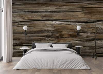 old dark rough wood floor or surface with splinters and knots. square background with flooring or bo Wall mural