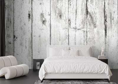 Rustic painted wood wall or floor. Rough wooden planks. Peeling white paint with light neutral flat faded tones Wall mural