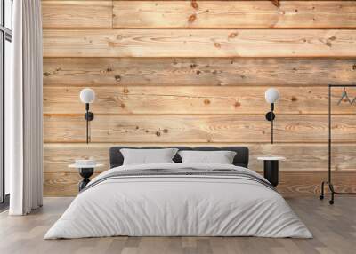 Warm brown wood surface with aged boards lined up. Wooden planks on a wall or floor with grain and texture.  Wall mural