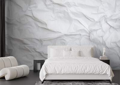 3d crumpled white paper texture  Wall mural