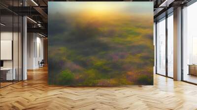 Colorful abstract wild landscape with fog and mystic atmosphere Wall mural