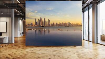 Panorama of Dubai Marina Skyline at sunset United Arab Emirates Wall mural