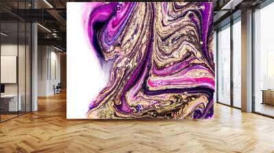 FUCHSIA. Art painting, geode artist work of art. Very beautiful purple swirl pattern. Luxury art in Eastern style. Artistic design. Painter uses vibrant paints to create these magic art, with addition Wall mural