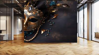 carnival background or banner with mask and copy space Wall mural