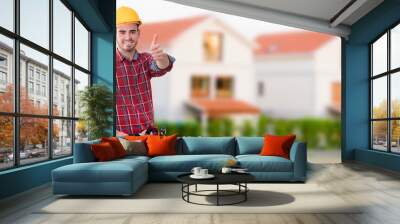 construction professional with okay sign or greeting Wall mural