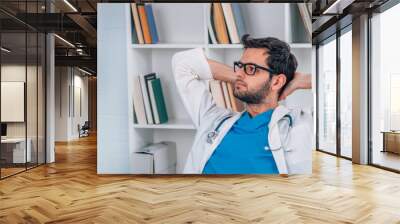 doctor resting relaxed in the hospital Wall mural