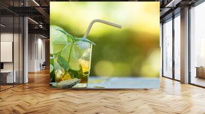 glass of mojito, tropical drink with mint and brown sugar Wall mural