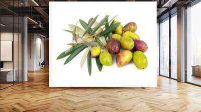 natural olives with olive branches isolated Wall mural