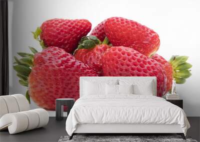 red strawberries isolated in white background Wall mural