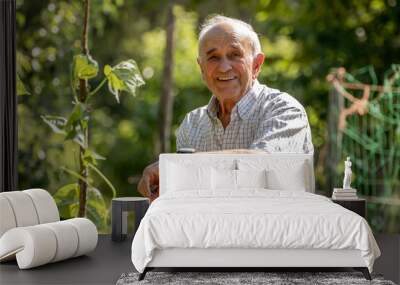 senior man in the orchard Wall mural