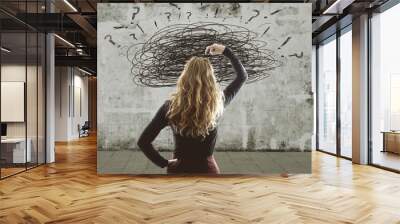 woman with the concept of the problems and stress Wall mural