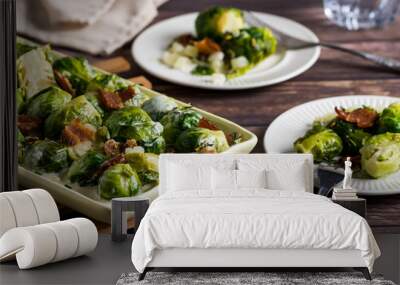 Brussel sprouts and bacon. Wall mural