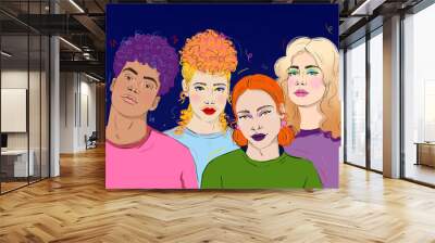 group of various people with make up Wall mural