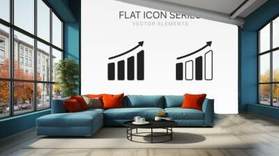 Financial analysis stats icon set. Growing graph set. Business chart with arrow. Growths chart collection. Progress bar. Bar diagram. Growth success arrow icon. Progress symbol. Chart increase. Wall mural