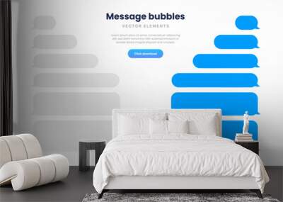 Message smartphone template. Mobile chatting sms app template bubbles. Message bubbles chat on smartphone icons. Phone chatting sms template bubbles. Isolated smartphone m Wall mural