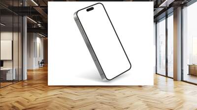 Realistic smartphone mockup. Mobile phone vector with isolated on white background. Device front view. 3D mobile phone with shadow. Realistic, high quality smart phone mockup for ui ux presentation. Wall mural