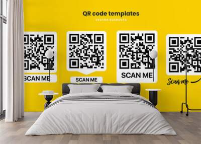 Scan QR code icon symbol sign. Digital scanning qr code template. QR code scan for smartphone. QR code for payment for mobile app, website, UI UX. Wall mural