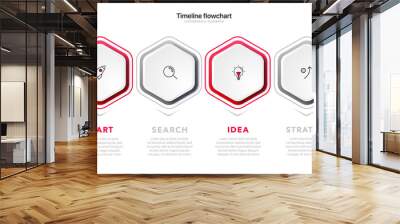 Timeline infographic design with 6 options or steps. Infographics for business concept. Can be used for presentations workflow layout, banner, process Wall mural