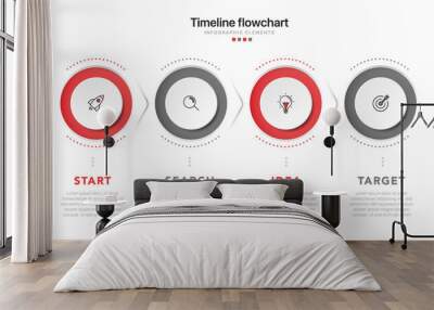 Timeline infographic design with options or steps. Infographics for business concept. Can be used for presentations workflow layout, banner, process, diagram, flow chart, info graph, annual report. Wall mural