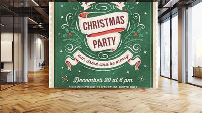 green christmas party invitation template Wall mural