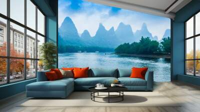 Landscape with river and mountains    Wall mural