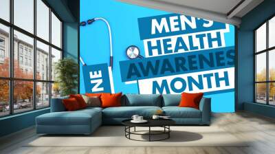 National Men's Health Awareness Month. June. Celebrating men and creating awareness of their health issues. Vector banner. Wall mural