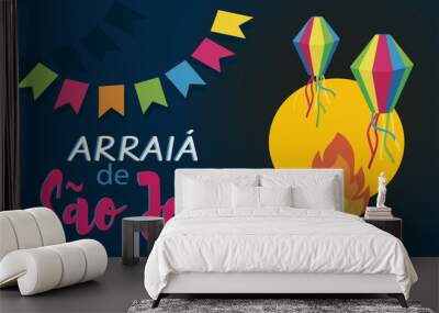 arraia de sao joao is saint john party in portuguese. vector illustration background. Wall mural