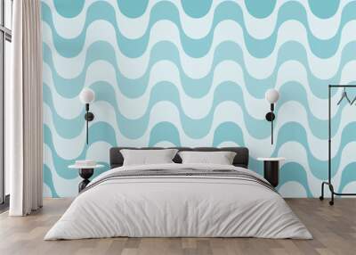 Blue waves seamless pattern vector. Rio de Janeiro sidewalk style. Wall mural