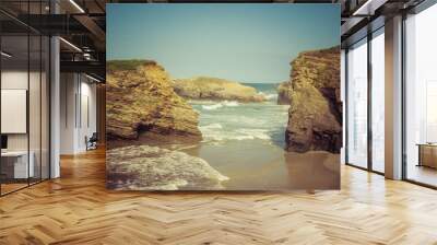 Playa de las catedrais (cathedrals beach), in galicia, Spain. Famous touristic destination beach from atlantic coast in Spain. General travel imagery Wall mural