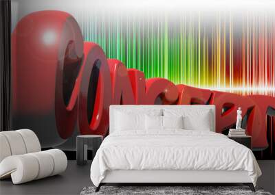 CONCEPT written with red 3D letters on colorful background - 3D rendering Wall mural